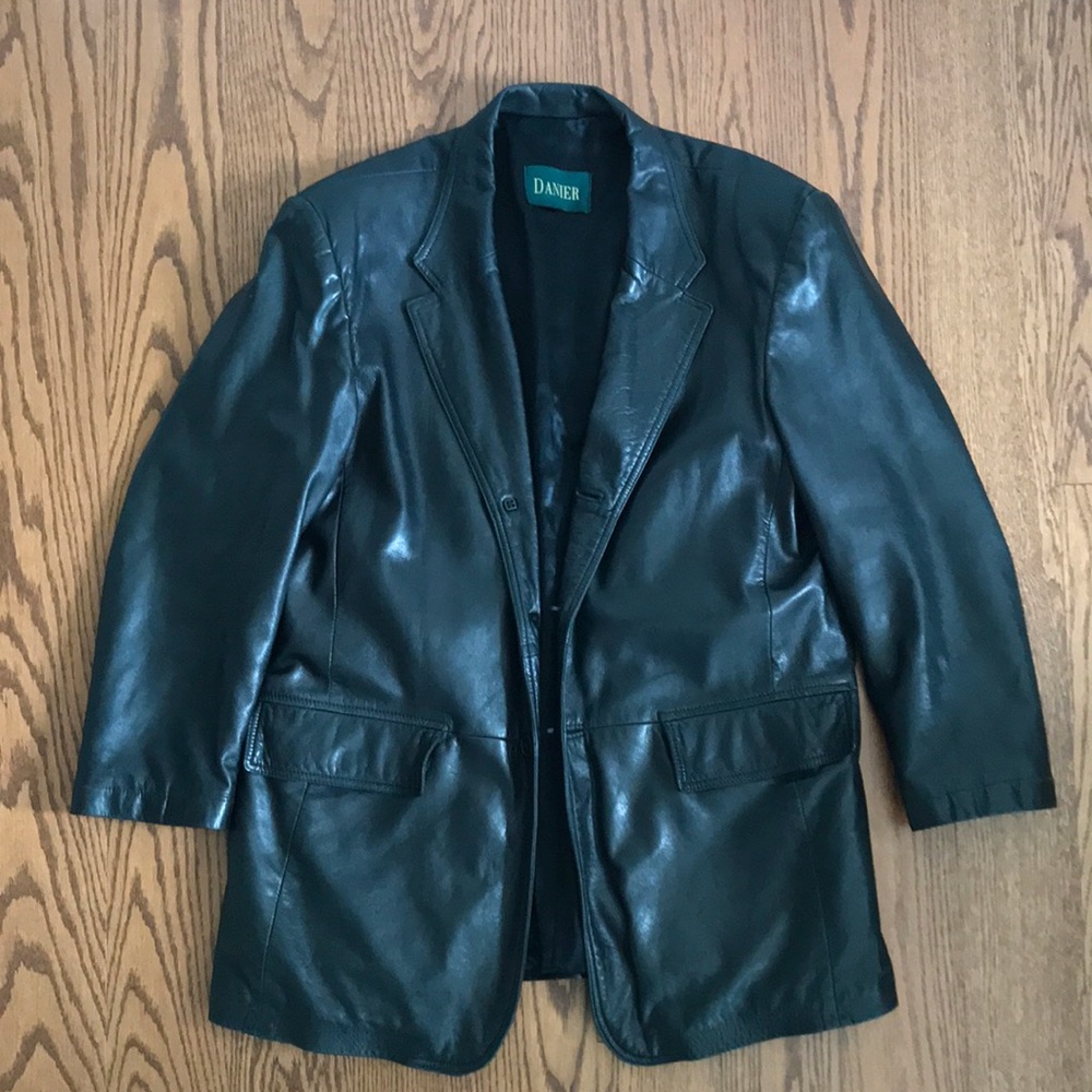 Danier Men's Black Leather Blazer Jacket